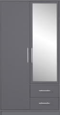 SZAFA Z LUSTREM DWUDRZWIOWA SZUFLADY SMART SRL3 Meblar - Antracyt - nowoczesna szara szafa z lustrem - z płyty laminowanej SZAFA Z LUSTREM DWUDRZWIOWA SZUFLADY SMART SRL3 Meblar - Antracyt - nowoczesna szara szafa z lustrem - z płyty laminowanej