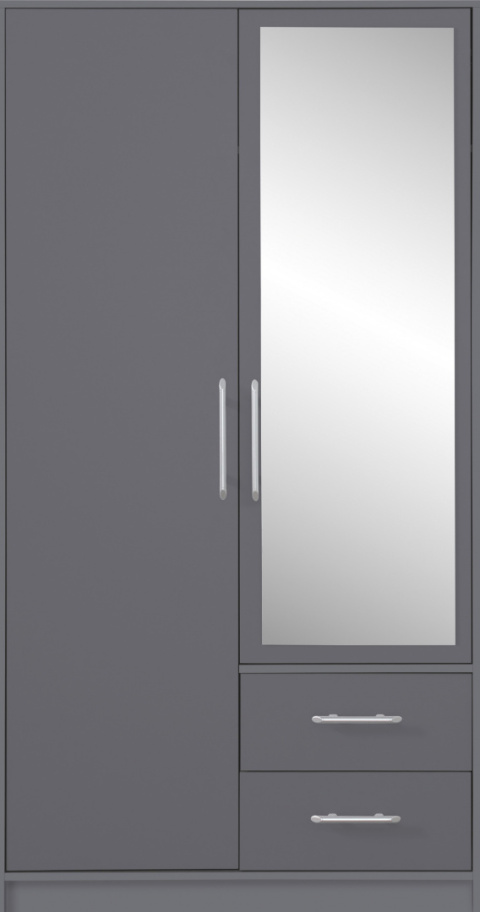 SZAFA Z LUSTREM DWUDRZWIOWA SZUFLADY SMART SRL3 Meblar - Antracyt - nowoczesna szara szafa z lustrem - z płyty laminowanej SZAFA Z LUSTREM DWUDRZWIOWA SZUFLADY SMART SRL3 Meblar - Antracyt - nowoczesna szara szafa z lustrem - z płyty laminowanej