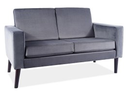 SOFA do salonu DARLA VELVET SZARA BLUVEL 14 / WENGE - tapicerowana dwuosobowa, nogi drewniane wenge