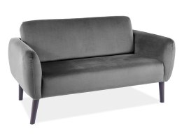 SOFA do salonu ELSA VELVET SZARA BLUVEL 14 / WENGE - tapicerowana kanapa dwuosobowa, nogi drewniane