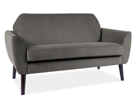 SOFA dwuosobowa MENA SZTRUKS SZARA FJORD 15 / WENGE - tapicerowana, elegancka sofa do salonu, poczekalni, gabinetu