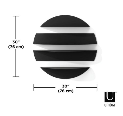 Umbra UMBRA półki ścienne SOLIS czarne - zestaw 4 półek z wygiętego metalu - mozliwość montażu razem lub oddzielnie Umbra UMBRA półki ścienne SOLIS czarne - zestaw 4 półek z wygiętego metalu - mozliwość montażu razem lub oddzielnie