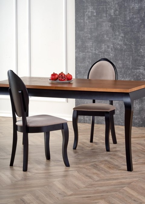 HALMAR stół WINDSOR 160-240x90x76 cm kolor ciemny dąb/czarny - prostokątny do jadalni, blat olejowany, nogi lite drewno HALMAR stół WINDSOR 160-240x90x76 cm kolor ciemny dąb/czarny - prostokątny do jadalni, blat olejowany, nogi lite drewno