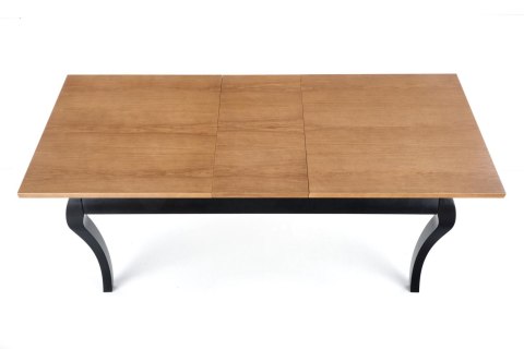 HALMAR stół WINDSOR 160-240x90x76 cm kolor ciemny dąb/czarny - prostokątny do jadalni, blat olejowany, nogi lite drewno HALMAR stół WINDSOR 160-240x90x76 cm kolor ciemny dąb/czarny - prostokątny do jadalni, blat olejowany, nogi lite drewno