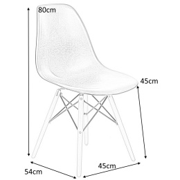 D2.DESIGN Krzesło P016W tworzywo PP białe/white, nogi drewno bukowe białe