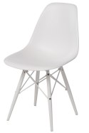 D2.DESIGN Krzesło P016W tworzywo PP białe/white, nogi drewno bukowe białe