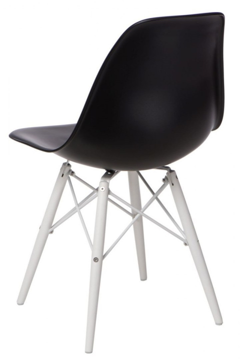D2.DESIGN Krzesło P016W tworzywo PP czarne, nogi drewno bukowe białe D2.DESIGN Krzesło P016W tworzywo PP czarne, nogi drewno bukowe białe