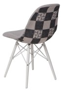 D2.DESIGN Krzesło P016W Pattern szar-patch/white, tkanina szary, drewno biały D2.DESIGN Krzesło P016W Pattern szar-patch/white, tkanina szary, drewno biały