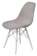 D2.DESIGN Krzesło P016W Pattern szar-patch/white, tkanina szary, drewno biały