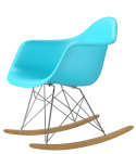 D2.DESIGN Fotel Krzesło P018 RR ocean blue insp. RAR na biegunach, niebieski tworzywo PP, metal chromowany D2.DESIGN Fotel Krzesło P018 RR ocean blue insp. RAR na biegunach, niebieski tworzywo PP, metal chromowany
