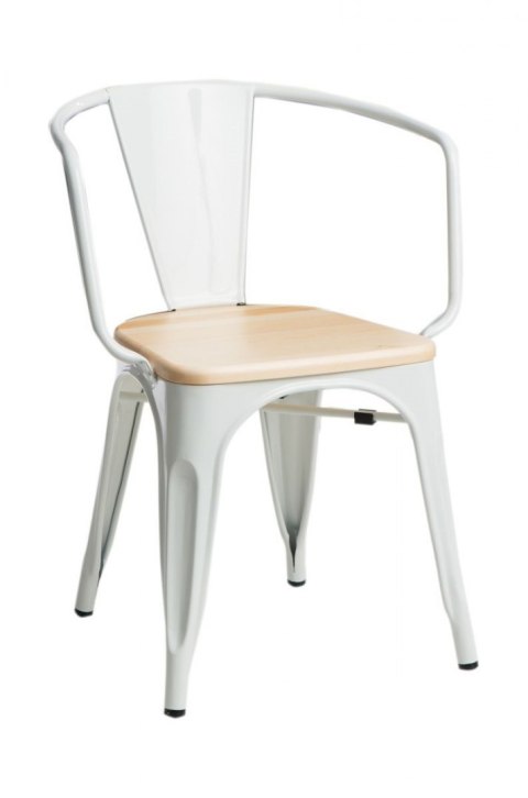 D2.DESIGN Krzesło Paris Arms Wood metalowe białe, siedzisko sosna naturalna D2.DESIGN Krzesło Paris Arms Wood metalowe białe, siedzisko sosna naturalna