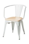 D2.DESIGN Krzesło Paris Arms Wood metalowe białe, siedzisko sosna naturalna D2.DESIGN Krzesło Paris Arms Wood metalowe białe, siedzisko sosna naturalna