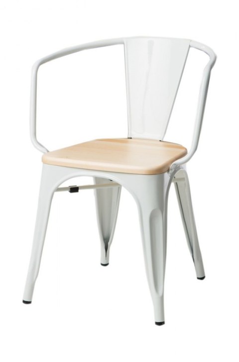 D2.DESIGN Krzesło Paris Arms Wood metalowe białe, siedzisko sosna naturalna D2.DESIGN Krzesło Paris Arms Wood metalowe białe, siedzisko sosna naturalna
