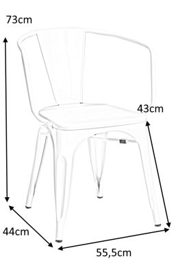 D2.DESIGN Krzesło Paris Arms Wood metalowe białe, drewno sosnowe - orzech