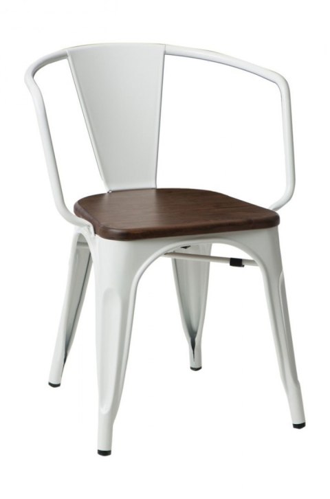 D2.DESIGN Krzesło Paris Arms Wood metalowe białe, drewno sosnowe - orzech D2.DESIGN Krzesło Paris Arms Wood metalowe białe, drewno sosnowe - orzech