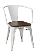 D2.DESIGN Krzesło Paris Arms Wood metalowe białe, drewno sosnowe szczotkowane kolor orzech D2.DESIGN Krzesło Paris Arms Wood metalowe białe, drewno sosnowe szczotkowane kolor orzech