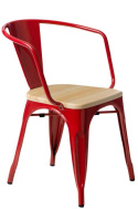 D2.DESIGN Krzesło Paris Arms Wood metalowe czerwone, drewno sosna naturalna D2.DESIGN Krzesło Paris Arms Wood metalowe czerwone, drewno sosna naturalna