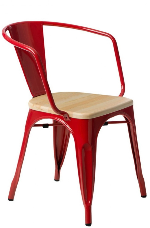 D2.DESIGN Krzesło Paris Arms Wood metalowe czerwone, drewno sosna naturalna D2.DESIGN Krzesło Paris Arms Wood metalowe czerwone, drewno sosna naturalna
