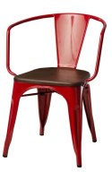 D2.DESIGN Krzesło Paris Arms Wood metalowe czerwone, drewno sosnowe kolor orzech D2.DESIGN Krzesło Paris Arms Wood metalowe czerwone, drewno sosnowe kolor orzech