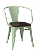 D2.DESIGN Krzesło Paris Arms Wood metalowe zielone, drewno sosnowe szczotkowane kolor orzech D2.DESIGN Krzesło Paris Arms Wood metalowe zielone, drewno sosnowe szczotkowane kolor orzech