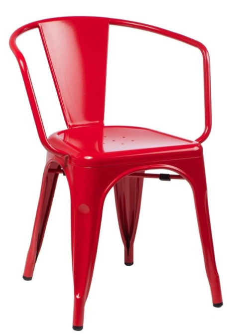 D2.DESIGN Krzesło Paris Arms metalowe czerwone inspirowane Tolix, można sztaplować D2.DESIGN Krzesło Paris Arms metalowe czerwone inspirowane Tolix, można sztaplować