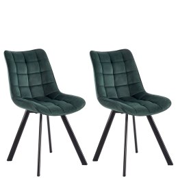 Forte KRZESŁA do jadalni KR0144-MET-BLL78 Krzesło NEPEAN zielone - tapicerowane krzesło do stołu, nogi metalowe czarne