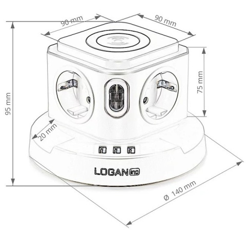 Fun Desk Uniwersalny przedłużacz sieciowy Logan Inc WSB4-2 + USB, ładowanie indukcyjne Fun Desk Uniwersalny przedłużacz sieciowy Logan Inc WSB4-2 + USB, ładowanie indukcyjne