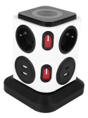 Fun Desk Uniwersalny przedłużacz sieciowy Logan WSB6-2 + USB , ładowanie indukcyjne Fun Desk Uniwersalny przedłużacz sieciowy Logan WSB6-2 + USB , ładowanie indukcyjne