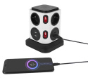 Fun Desk Uniwersalny przedłużacz sieciowy Logan WSB6-2 + USB , ładowanie indukcyjne Fun Desk Uniwersalny przedłużacz sieciowy Logan WSB6-2 + USB , ładowanie indukcyjne