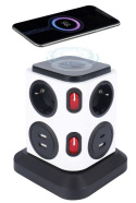 Fun Desk Uniwersalny przedłużacz sieciowy Logan WSB6-2 + USB , ładowanie indukcyjne Fun Desk Uniwersalny przedłużacz sieciowy Logan WSB6-2 + USB , ładowanie indukcyjne