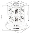 Fun Desk Uniwersalny przedłużacz sieciowy Logan WSG8-2 + USB, ładowanie indukcyjne