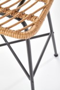 Halmar hoker H97 czarny / naturalny - krzesło barowe rattanowe, nogi czarne metalowe malowane proszkowo