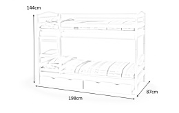 Halmar SAM - łóżko piętrowe z materacami - białe, drewno sosnowe
