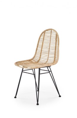 Halmar K337 krzesło do jadalni rattan naturalny - oparcie i siedzisko ratannowe, nogi metalowe malowane proszkowo