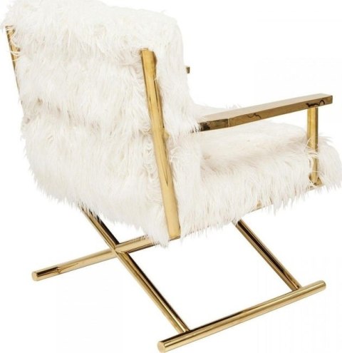 Kare Design KARE fotel MR. FLUFFY biały / złoty - fotel wypoczynkowy futrzak, stelaz metalowy złoty, fotel glamour Kare Design KARE fotel MR. FLUFFY biały / złoty - fotel wypoczynkowy futrzak, stelaz metalowy złoty, fotel glamour