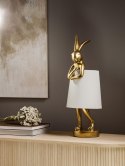 Kare Design KARE lampa stołowa RABBIT złota / biała - lampka złoty króliczek i biały klosz, wykonana z polirezyny lakierowanej Kare Design KARE lampa stołowa RABBIT złota / biała - lampka złoty króliczek i biały klosz, wykonana z polirezyny lakierowanej