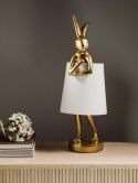 Kare Design KARE lampa stołowa RABBIT złota / biała - lampka złoty króliczek i biały klosz, wykonana z polirezyny lakierowanej