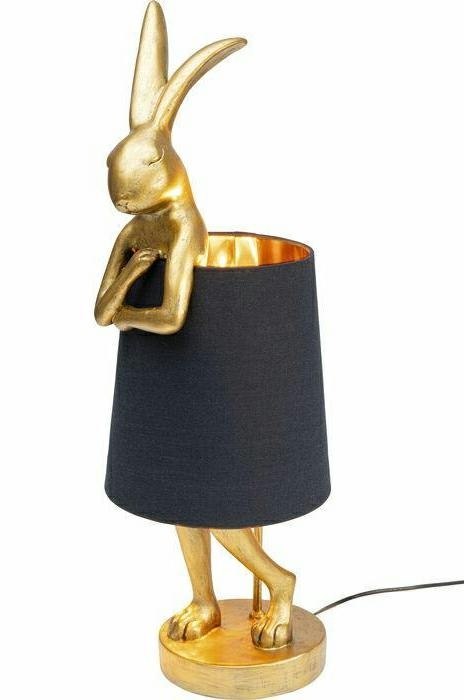 Kare Design KARE lampa stołowa RABBIT złota / czarna - lampka złoty króliczek i czarny klosz, wykonana z polirezyny lakierowanej Kare Design KARE lampa stołowa RABBIT złota / czarna - lampka złoty króliczek i czarny klosz, wykonana z polirezyny lakierowanej