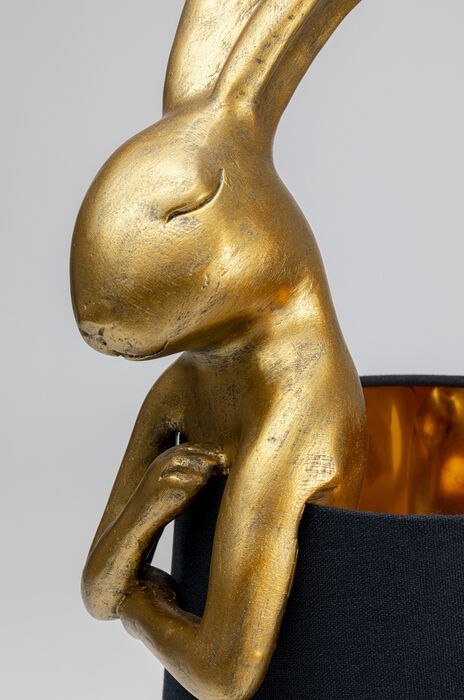 Kare Design KARE lampa stołowa RABBIT złota / czarna - lampka złoty króliczek i czarny klosz, wykonana z polirezyny lakierowanej Kare Design KARE lampa stołowa RABBIT złota / czarna - lampka złoty króliczek i czarny klosz, wykonana z polirezyny lakierowanej