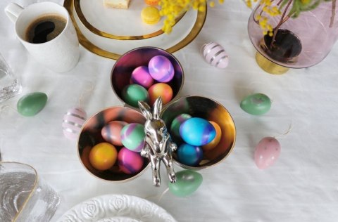 Kare Design KARE miska na przekąski BUNNY TRE - zestaw 3 miesek na przekąski z królikiem, naczynia wykonane z aluminium Kare Design KARE miska na przekąski BUNNY TRE - zestaw 3 miesek na przekąski z królikiem, naczynia wykonane z aluminium