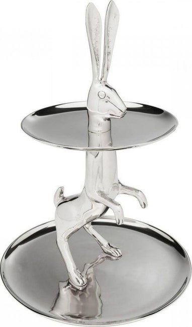 Kare Design KARE patera / etażerka BUNNY srebrna króliczek - na ciasto, owoce, warzywa - dwie patery na przekąski Kare Design KARE patera / etażerka BUNNY srebrna króliczek - na ciasto, owoce, warzywa - dwie patery na przekąski