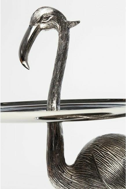 Kare Design KARE patera / etażerka FLAMINGO srebrna - diwe patery na ciasto, owoce, warzywa ze stelażem w kształcie flaminga Kare Design KARE patera / etażerka FLAMINGO srebrna - diwe patery na ciasto, owoce, warzywa ze stelażem w kształcie flaminga