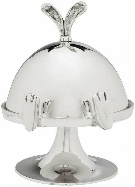 Kare Design KARE patera / klosz na ciasto BUNNY - srebrny klosz królik z paterą na przekąski, owoce Kare Design KARE patera / klosz na ciasto BUNNY - srebrny klosz królik z paterą na przekąski, owoce