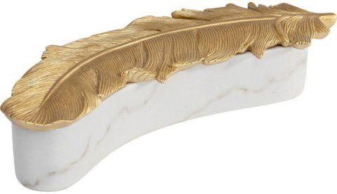 Kare Design KARE pojeminik na biżuterię ZETA biały / złoty z polirezyny, złota przykrywka w kształcie piółra, szkatułka Kare Design KARE pojeminik na biżuterię ZETA biały / złoty z polirezyny, złota przykrywka w kształcie piółra, szkatułka