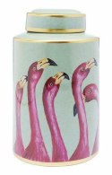 Kare Design KARE słoik dekoracyjny FLAMINGOS 29cm - wazon z pokrywka, ręcznie malowany - na drobiaski, kwiaty Kare Design KARE słoik dekoracyjny FLAMINGOS 29cm - wazon z pokrywka, ręcznie malowany - na drobiaski, kwiaty