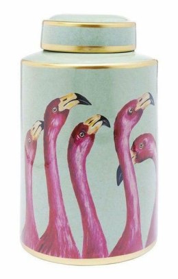 Kare Design KARE słoik dekoracyjny FLAMINGOS 29cm - wazon z pokrywka, ręcznie malowany - na drobiaski, kwiaty