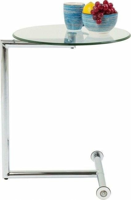 Kare Design KARE stolik kawowy EASY LIVING 46 transparentny - okrągły szklany stolik, chromowana podstawa zakończona rolkami Kare Design KARE stolik kawowy EASY LIVING 46 transparentny - okrągły szklany stolik, chromowana podstawa zakończona rolkami