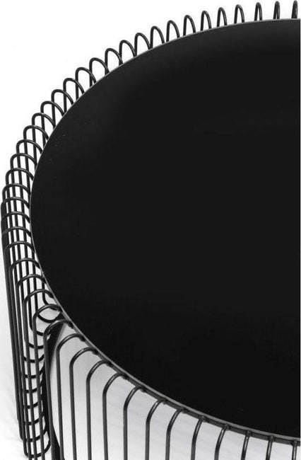 Kare Design KARE zestaw stolików kawowych WIRE czarny - okragłe stoliki okolicznościowe, blaty szklane, stelaż metal i żeliwo Kare Design KARE zestaw stolików kawowych WIRE czarny - okragłe stoliki okolicznościowe, blaty szklane, stelaż metal i żeliwo