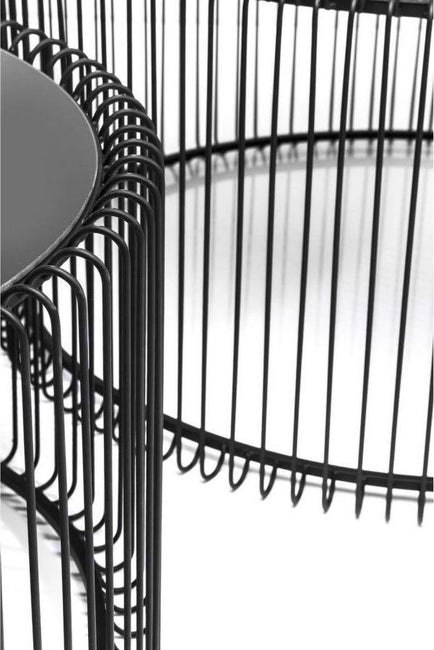 Kare Design KARE zestaw stolików kawowych WIRE czarny - okragłe stoliki okolicznościowe, blaty szklane, stelaż metal i żeliwo Kare Design KARE zestaw stolików kawowych WIRE czarny - okragłe stoliki okolicznościowe, blaty szklane, stelaż metal i żeliwo