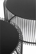Kare Design KARE zestaw stolików kawowych WIRE czarny - okragłe stoliki okolicznościowe, blaty szklane, stelaż metal i żeliwo Kare Design KARE zestaw stolików kawowych WIRE czarny - okragłe stoliki okolicznościowe, blaty szklane, stelaż metal i żeliwo
